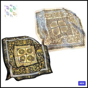 Satin Silk Head Scarves 2PCS Fashion Wraps Elegant Minimal Chic Accessories